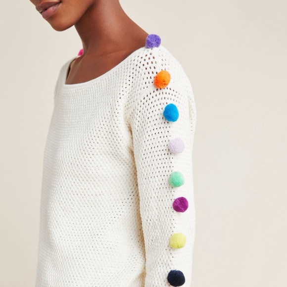 New Anthropologie Emilia Pommed Pullover Size M Medium - Picture 4 of 6